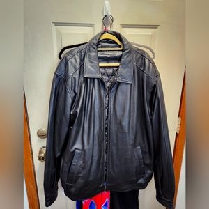 Leather Bomber Style Jacket in Black